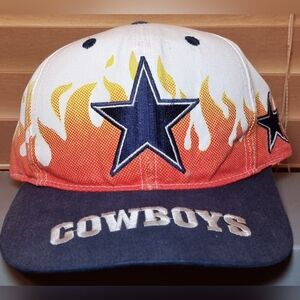 Rare Vintage 90s Dallas Cowboys On Fire Flame Hat Cap Snapback Annco NFL 🔥